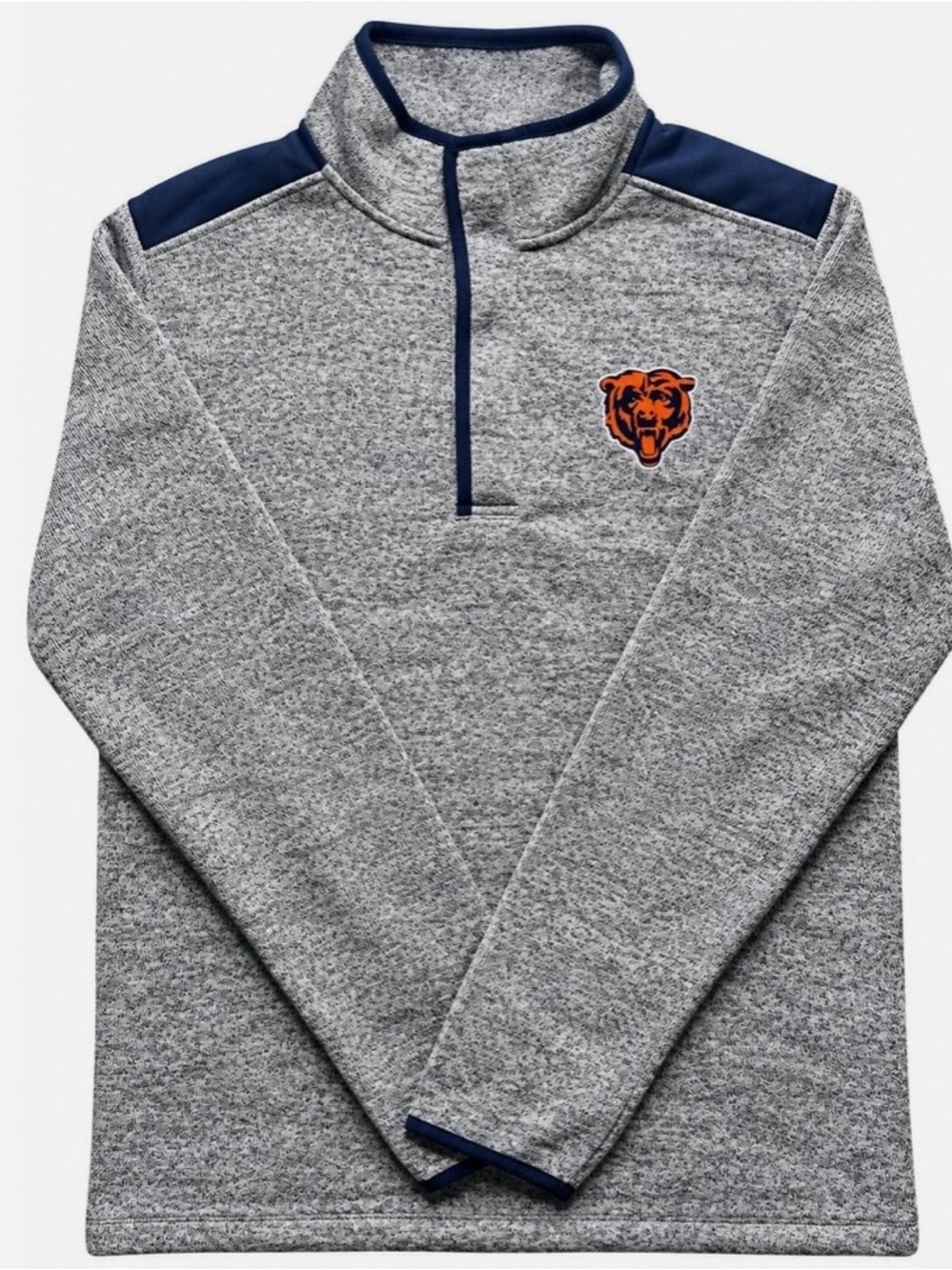 NFL Chicago Bears Gray 1/4 Button Pullover Sweatshirt Fleece Size L